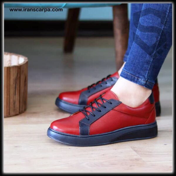 کفش چرم طبیعی زنانه قرمز