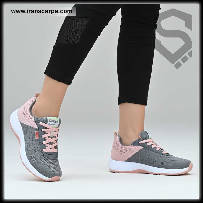 مدل پامیر کفش اسپرت پیاده روی زنانه-min کفش اسپرت زنانه طوسی صورتی مدل پامیر - Image 1