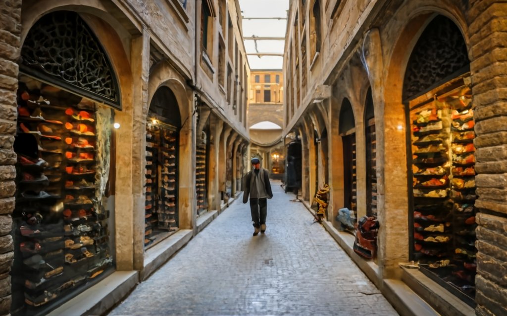 کفش چرم - بازار تبریز قدیم